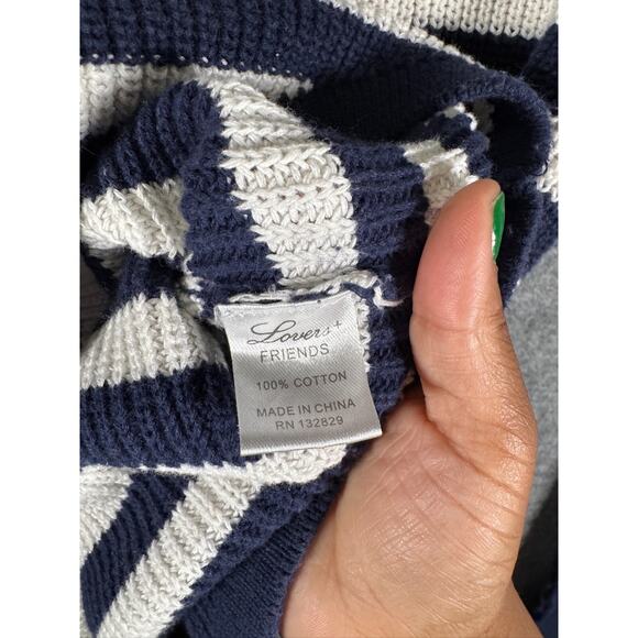 Lovers + Friends Dress Women Small Blue Striped Knitted Coastline Nautical Prepp - Picture 3 of 7
